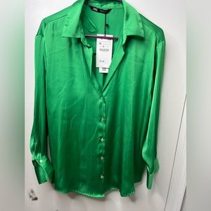 Zara Green Satin Shirt